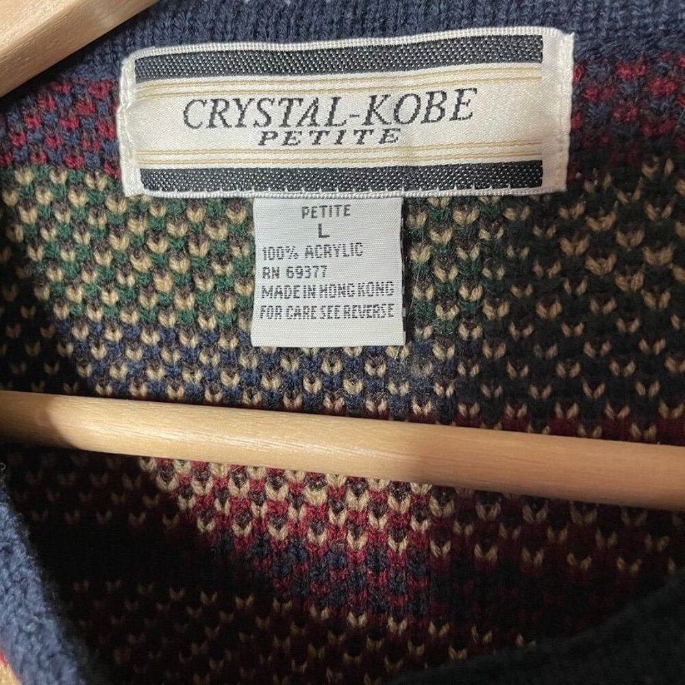 Vintage Crystal Kobe Cardigan Button Down Sweater u Pockets Size Large Blue - Picture 4 of 5